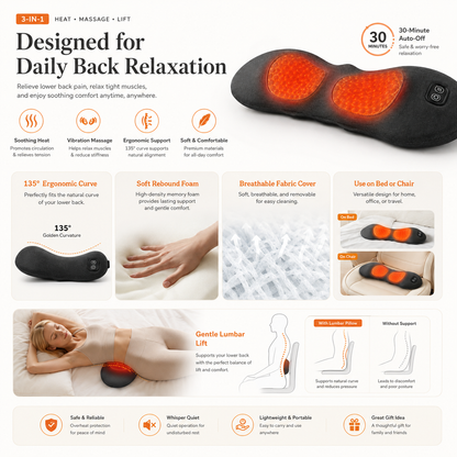 LumaRelief Pro™ 3-in-1 Electric Lumbar Support