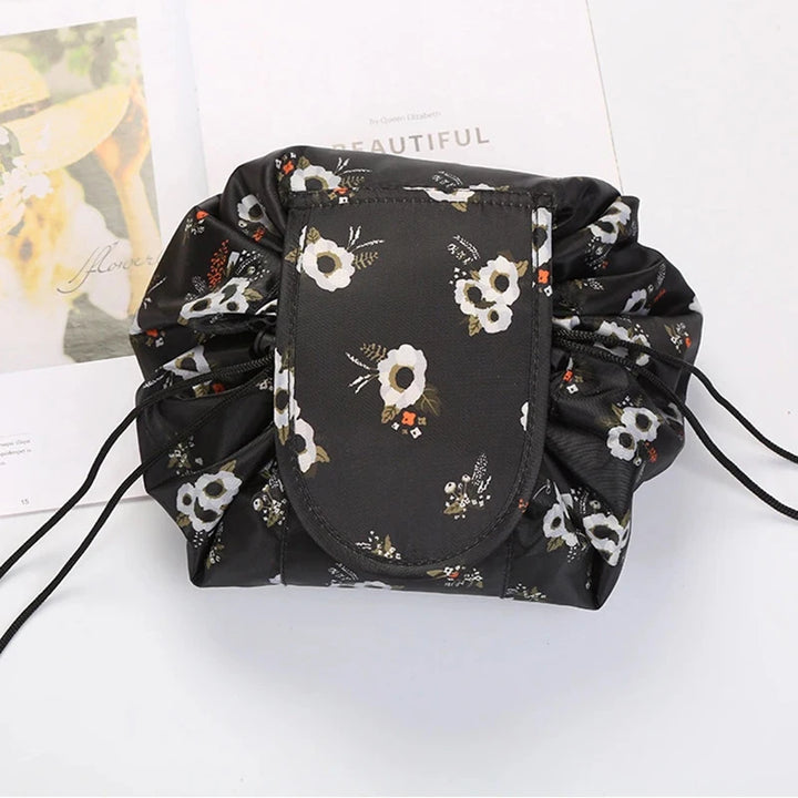 GlowFold drawstring makeup bag lifestyle view